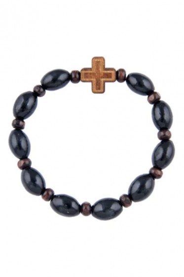 Różaniec drewniany - bransoletka czarna