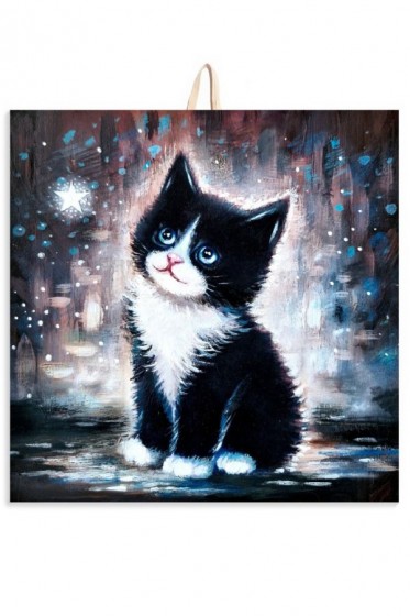 Wszystko jest możliwe - płytka ceramiczna mała czarny kotek K15