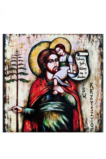 Święty Krzysztof - płytka ceramiczna  bardzo mała