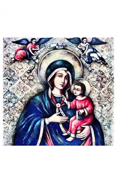 Matka Boża Gietrzwałdzka - płytka ceramiczna bardzo mała