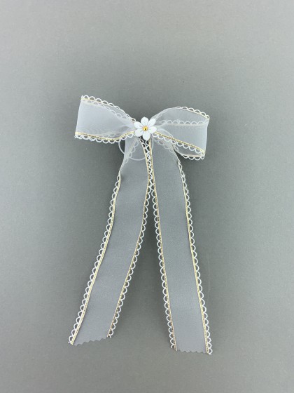 Kokarda na świecę biała szyfonowa