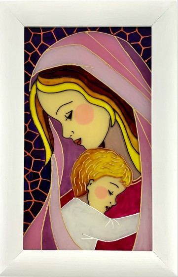 Matka Boża z Dzieciątkiem - obraz na szkle