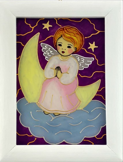 Anioł na chmurce - obraz na szkle dla dziewczynki Anioł na chmurce - obraz na szkle dla dziewczynki