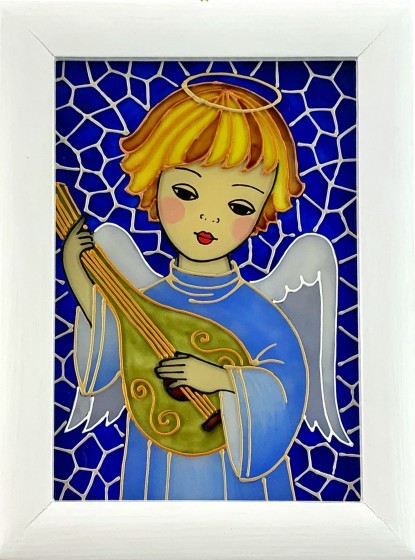 Anioł z lutnią - obraz na szkle dla chłopca