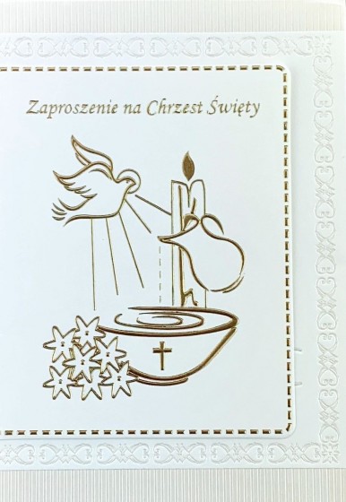 Zaproszenie na Chrzest święty złote