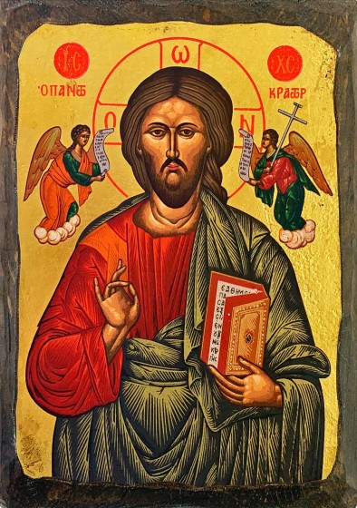 Ikona Chrystus Pantokrator  /zielona/ Nr19 1az mała