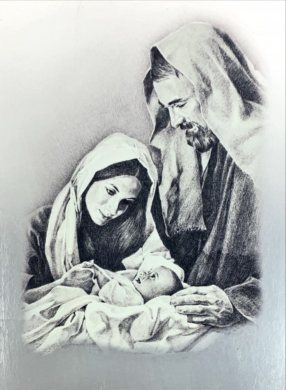 Święta Rodzina 2 - obraz w kolorze srebrnym 14x19 cm Święta Rodzina 2 - obraz w kolorze srebrnym 14x19 cm