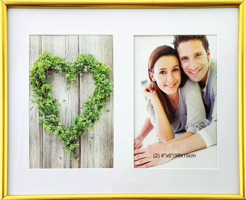 Złota ramka na dwa zdjęcia z passe-partout