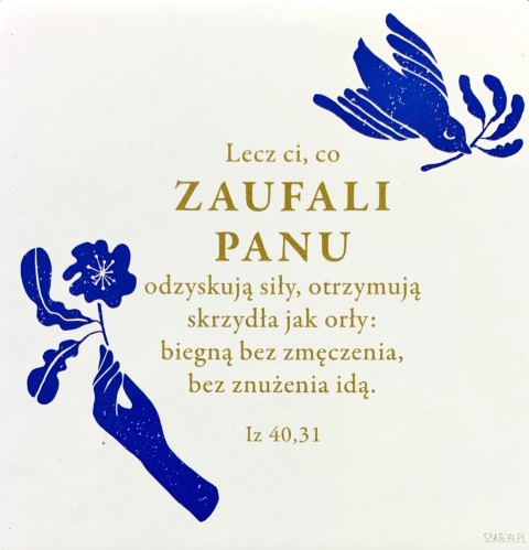 Lecz ci, co zaufali Panu… - podstawka korkowa biała