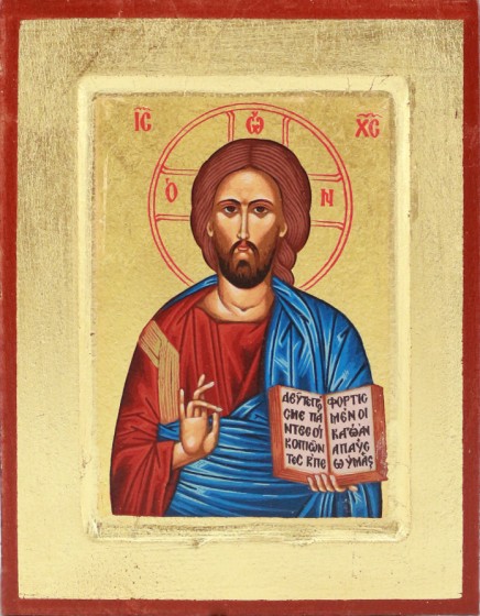 Ikona Chrystus Pantokrator niebieski duży