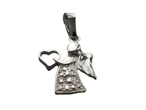 Aniołek z serduszkiem MO26 - zawieszka srebrna