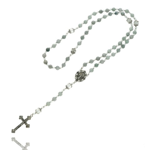 Różaniec z kamieni naturalnych - jadeit szary ROZ152