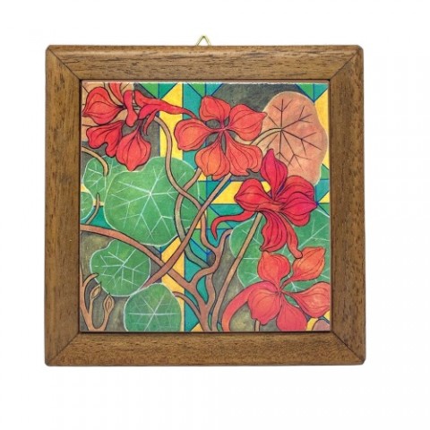 Nasturcje - płytka ceramiczna z ramką Nasturcje - płytka ceramiczna z ramką