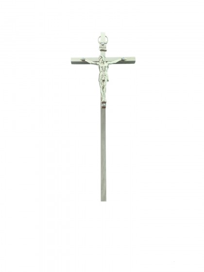 Krzyż metalowy srebrny 18 cm