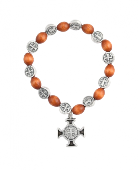 Różaniec - bransoletka z krzyżem św. Benedykta rudy Różaniec - bransoletka z krzyżem św. Benedykta rudy