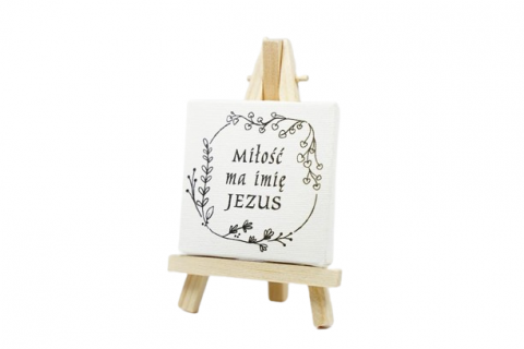 Miłość ma imię Jezus - minipłótno malarskie z nadrukiem