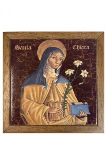 Święta Klara - płytka ceramiczna w ramie średnia 18,5 x 18,5 cm