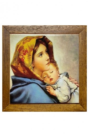 Matka Boża Cygańska - płytka ceramiczna w ramie średnia 18,5 x 18,5 cm