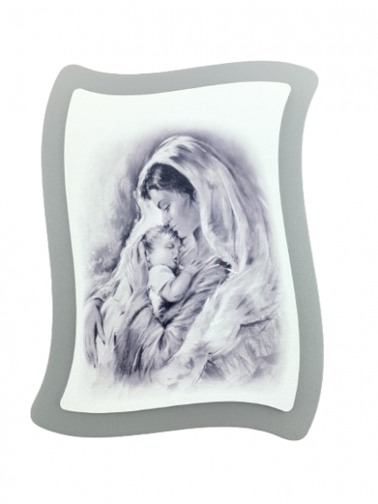 Matka Boża z Dzieciątkiem - obraz na szarej desce A09 