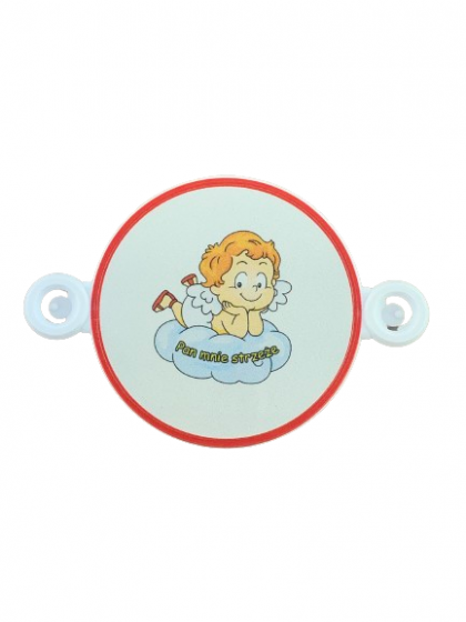 Pan mnie strzeże - odblaskowa zawieszka na rower czerwona obwódka