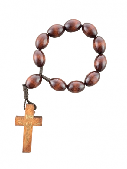 Różaniec drewniany brązowy - dziesiątka gruby