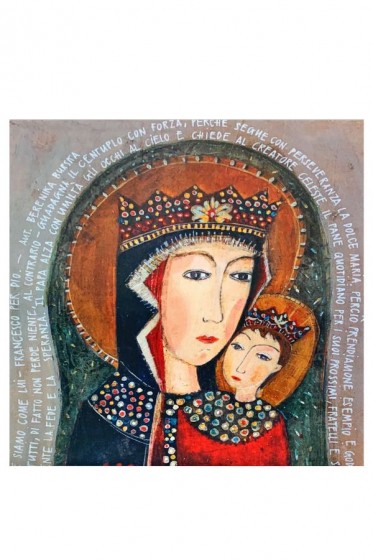 Madonna z Dzieciątkiem - kafelek / w koronie mały