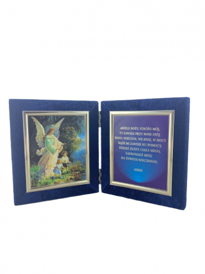 Anioł Stróż - dyptyk aksamit granatowy średni