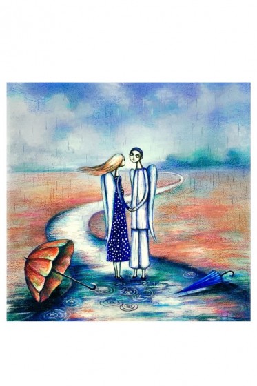 Taniec w deszczu - płytka ceramiczna N05 mała