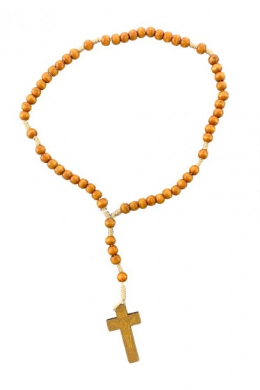Różaniec drewniany na sznurku rudy