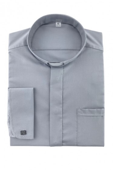 Koszula kapłańska z mankietem na spinki 60% bawełny popielata 43