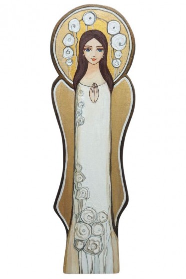 Anioł - ikona na desce 12x39 cm