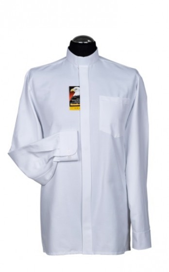 Koszula kapłańska tradycyjna biała 60% bawełny, długi rękaw 41