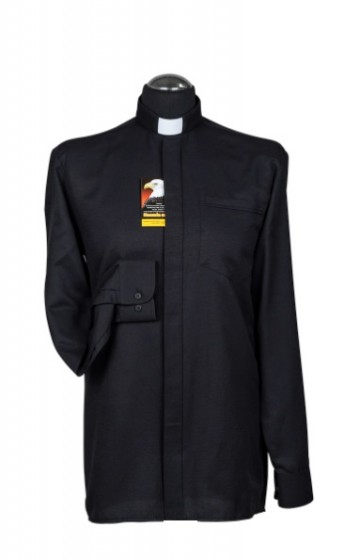 Koszula kapłańska tradycyjna czarna 60% bawełny, długi rękaw 41