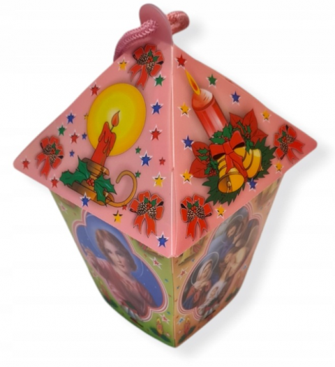 Lampion adwentowy plastikowy różowy