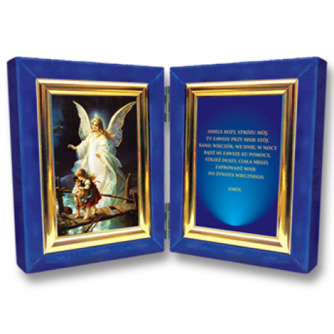 Anioł Stróż - dyptyk aksamit granatowy mały