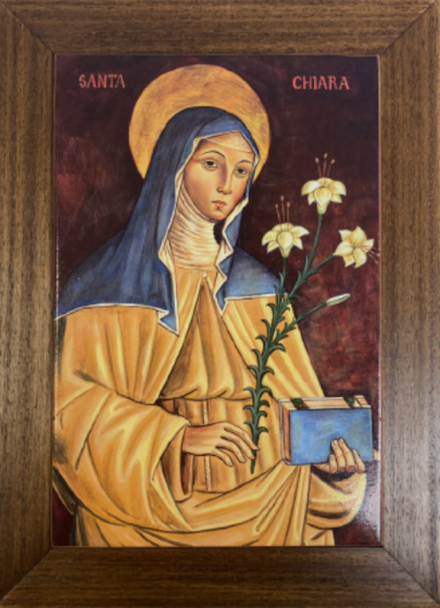 Święta Klara - płytka ceramiczna duża, rama 