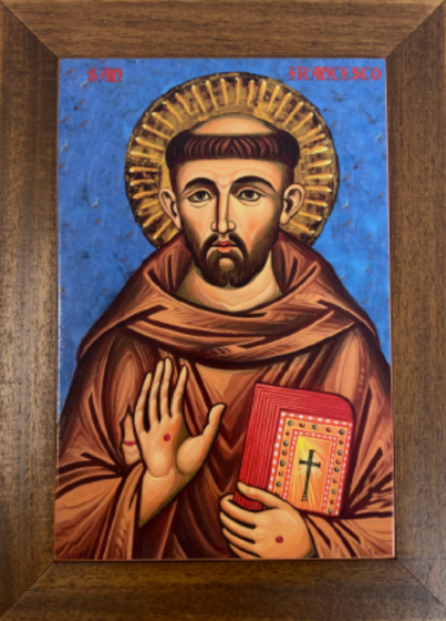 Święty Franciszek - płytka ceramiczna duża, rama