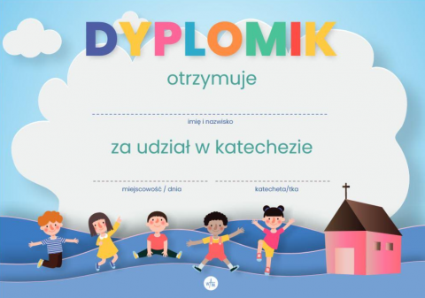 Dyplomik za udział w katechezie – pakiet 10 szt. kościół