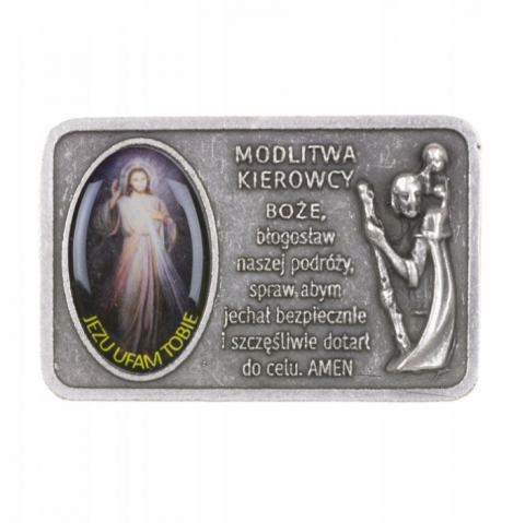 Modlitwa kierowcy - plakietka do naklejenia srebrna