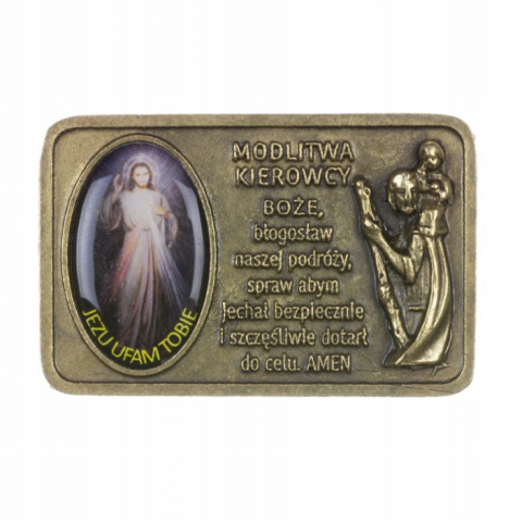 Modlitwa kierowcy - plakietka do naklejenia złota