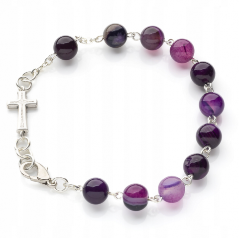 Różaniec - bransoletka agat fioletowy