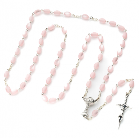Różaniec komunijny - różowa łezka