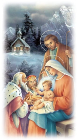 Obrazki kolędowe z nadrukiem - Pokłon mędrców BN/11/A/24