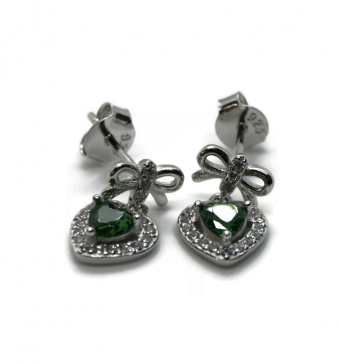 Kolczyki srebrne z cyrkoniami zielone K7663-96