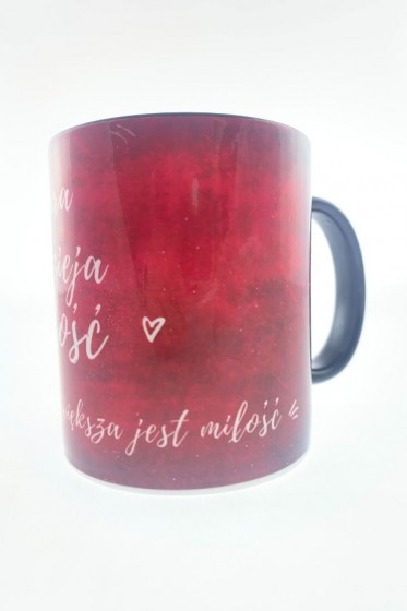 Kubek - Wiara, nadzieja, miłość czarne ucho Kubek - Wiara, nadzieja, miłość czarne ucho